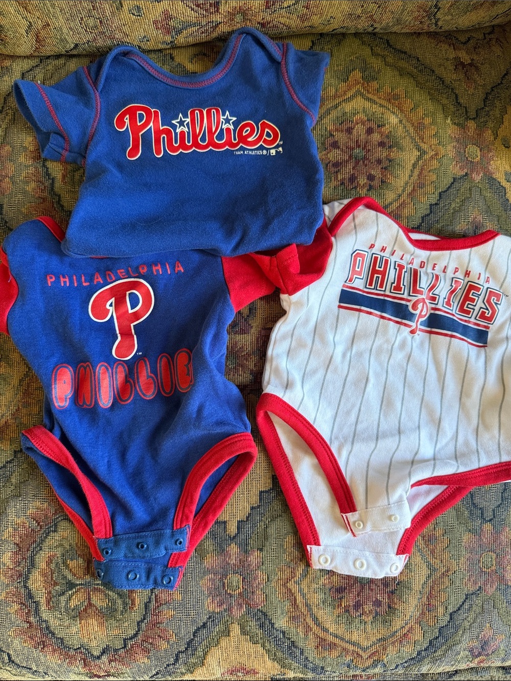 Phillies Toddler One-Piece Bodysuit Set - Blue & White bundle